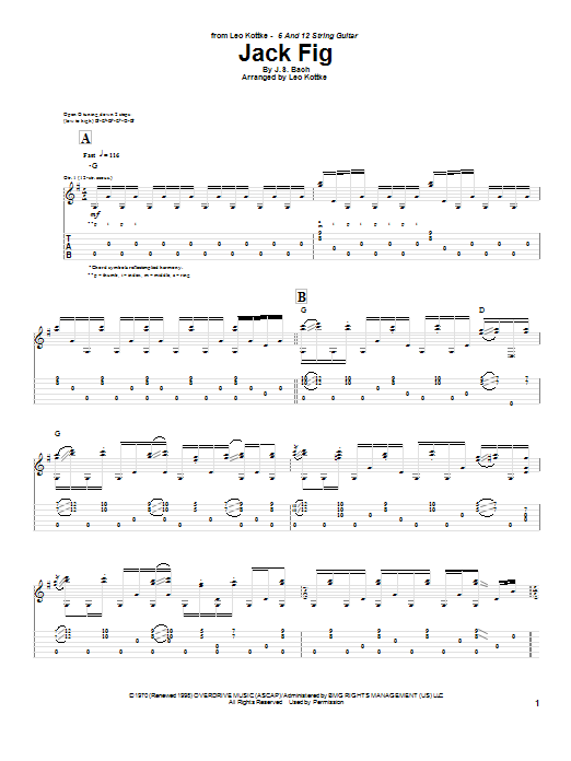 Leo Kottke Jack Fig Sheet Music