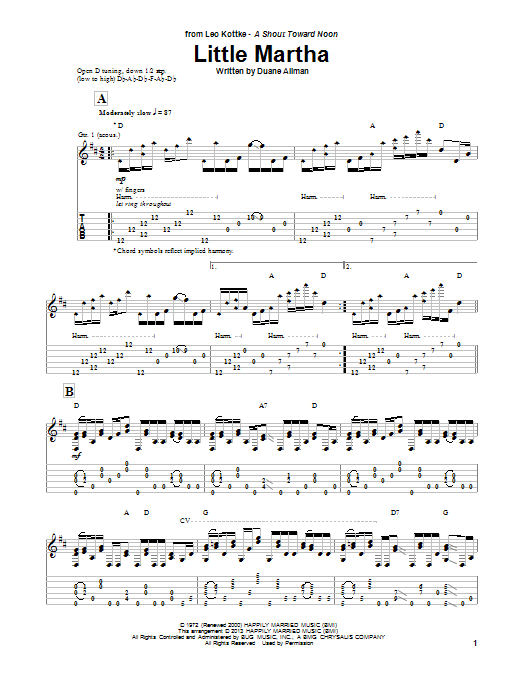 Leo Kottke Little Martha Sheet Music