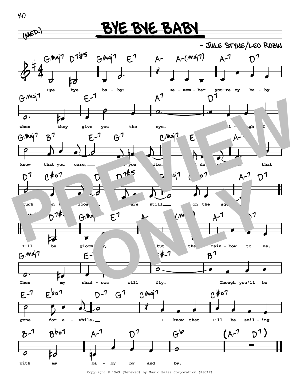 Leo Robin Bye Bye Baby (Low Voice) Sheet Music