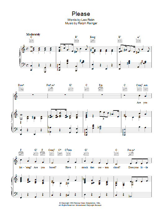 Leo Robin Please Sheet Music