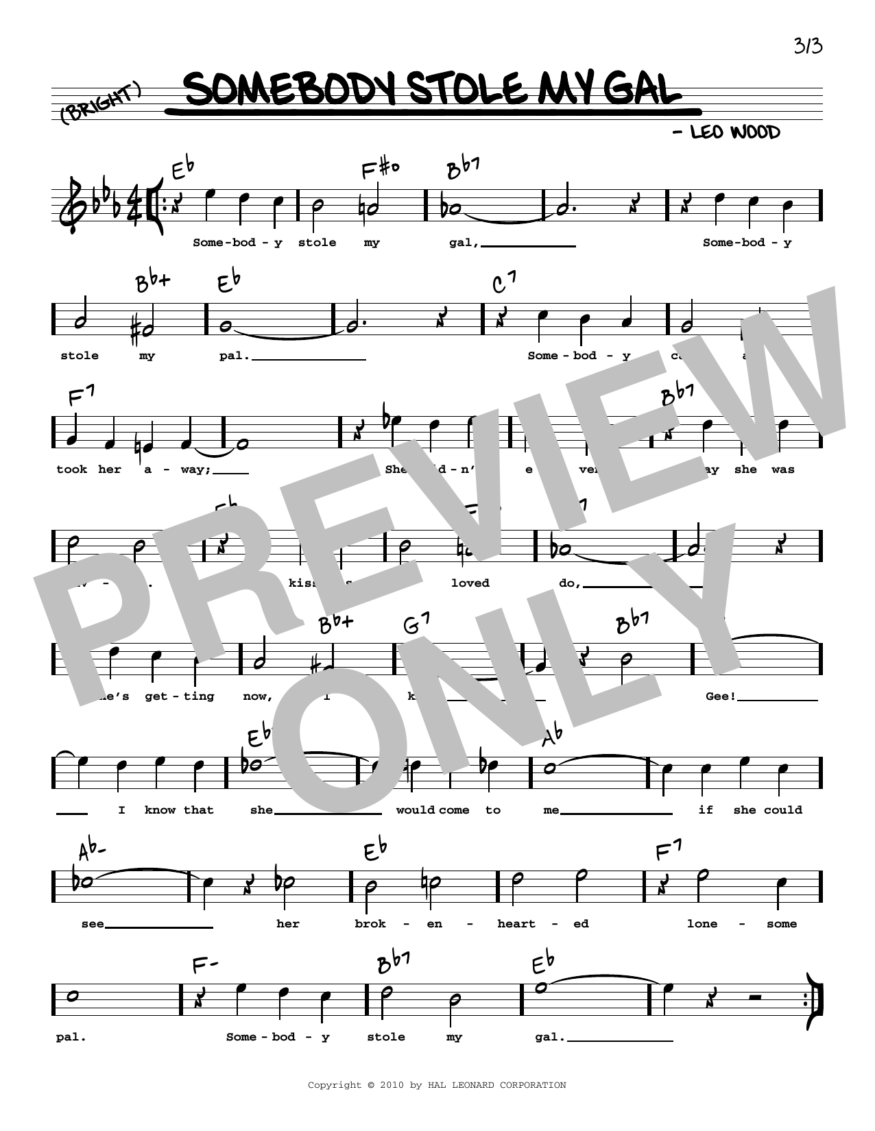 Leo Wood Somebody Stole My Gal (arr. Robert Rawlins) Sheet Music