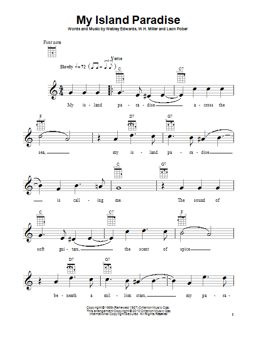 Leon Pober My Island Paradise Sheet Music