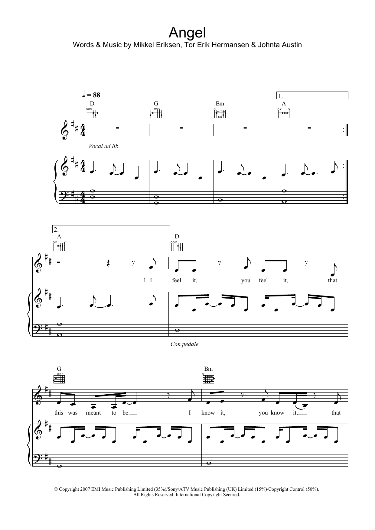 Leona Lewis Angel Sheet Music