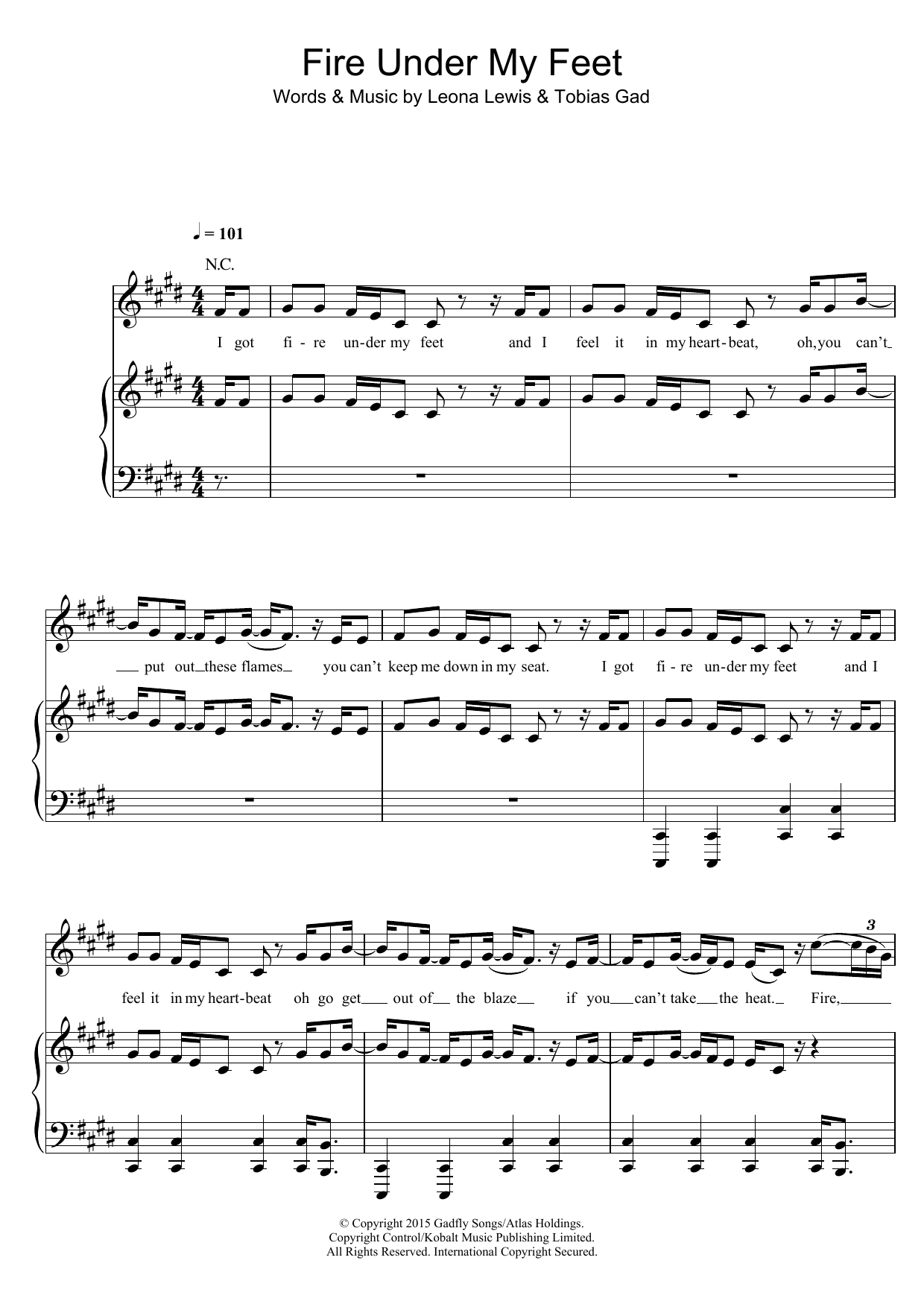 Leona Lewis Fire Under My Feet Sheet Music