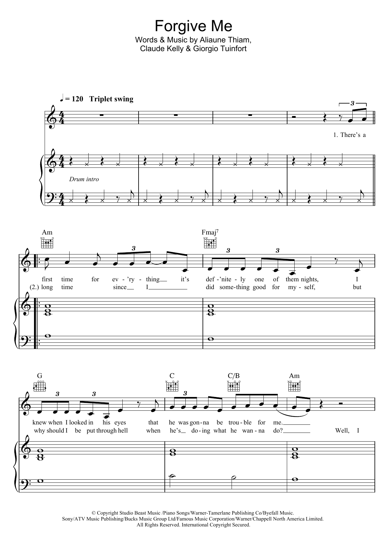 Leona Lewis Forgive Me Sheet Music