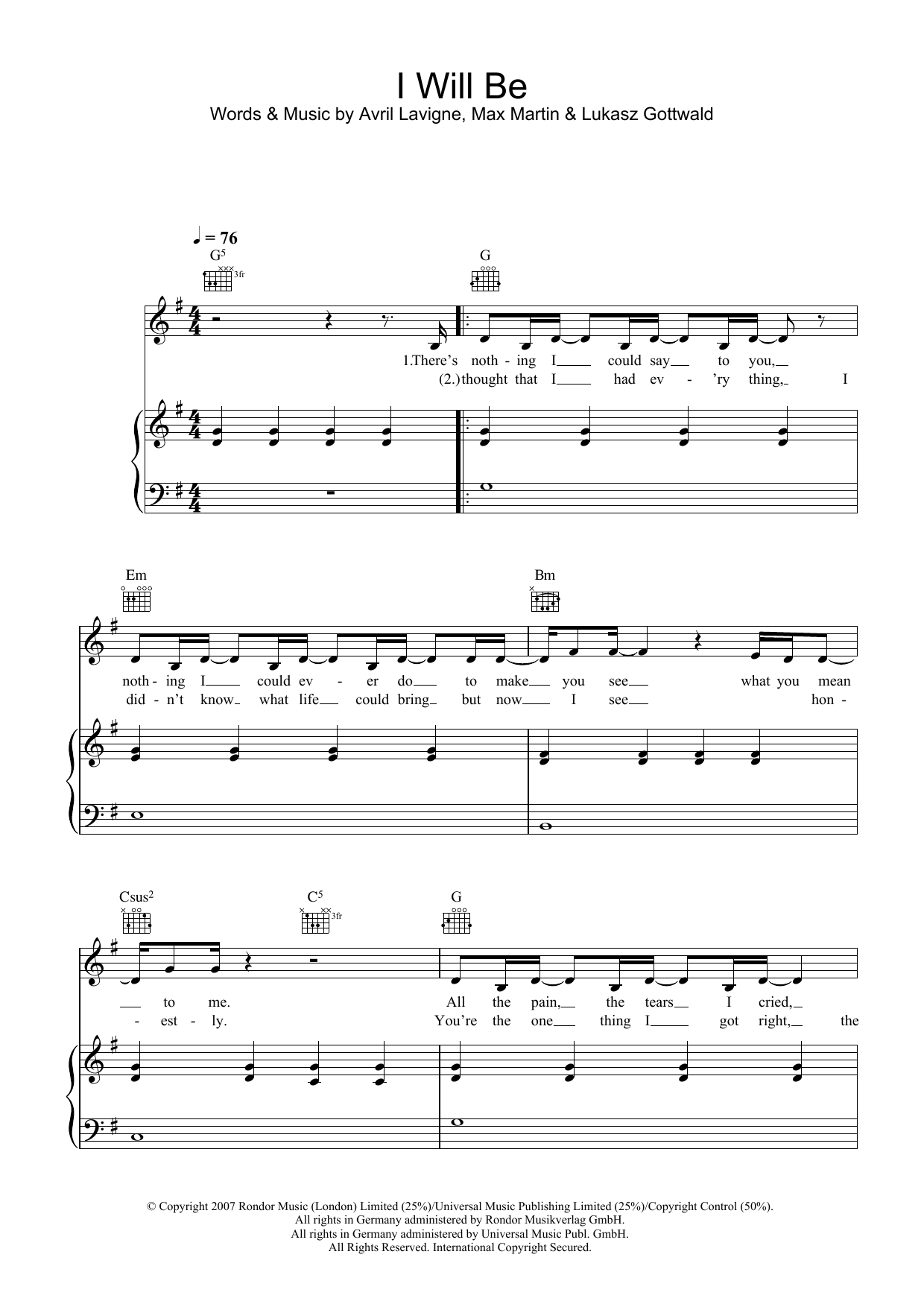 Leona Lewis I Will Be Sheet Music