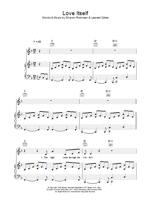 Leonard Cohen Love Itself Sheet Music