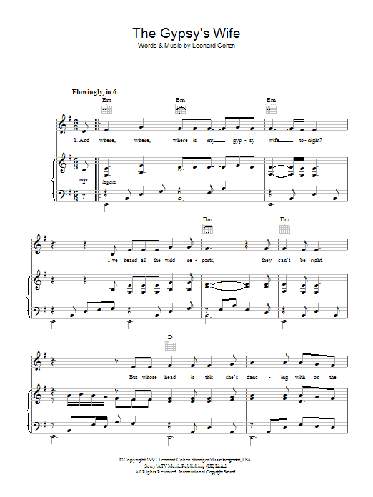 Leonard Cohen The Gypsy's Wife Sheet Music