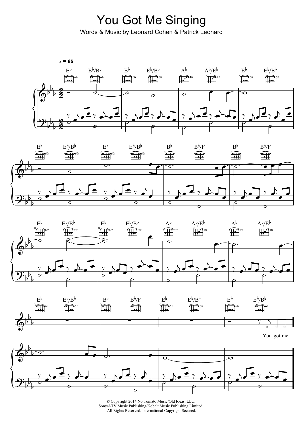 Leonard Cohen You Got Me Singing Sheet Music