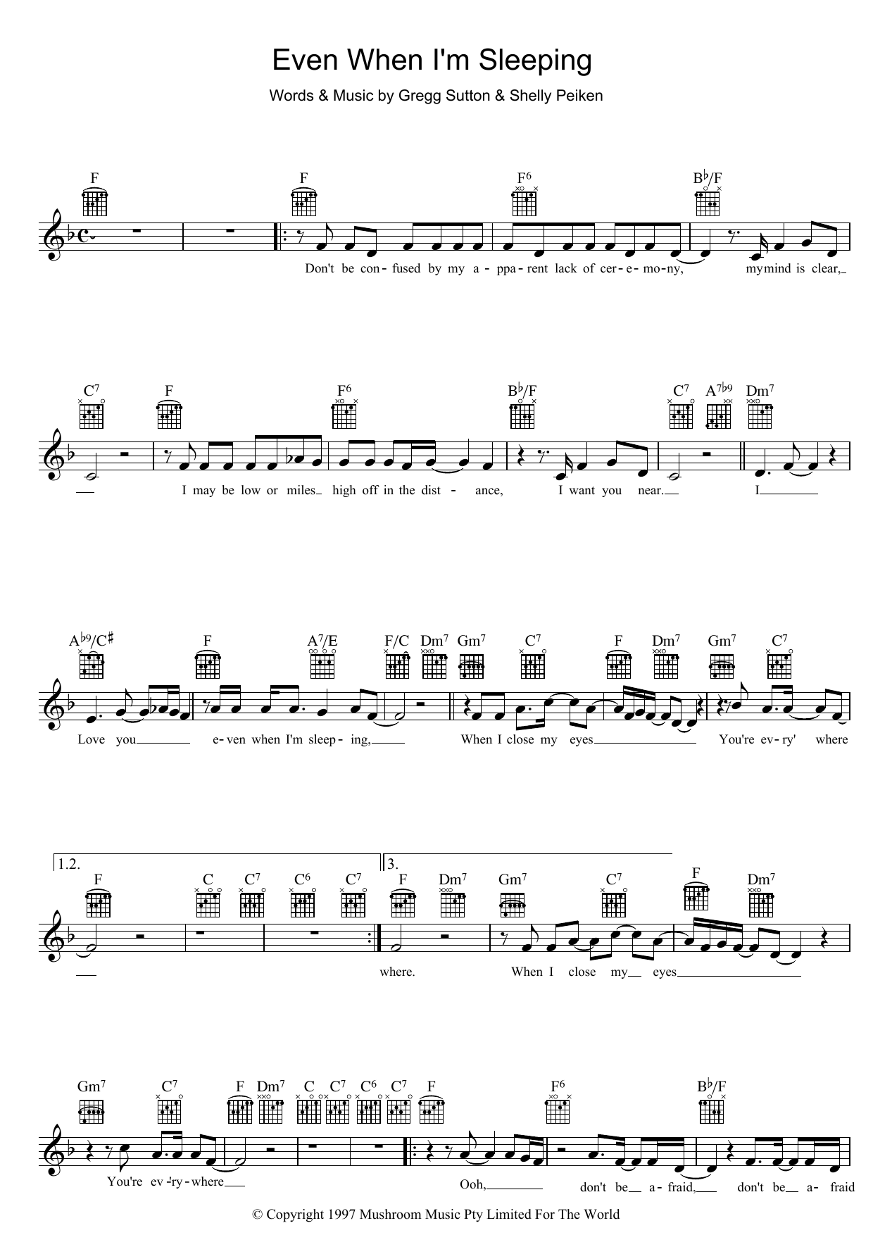Leonardo's Bride Even When I'm Sleeping Sheet Music