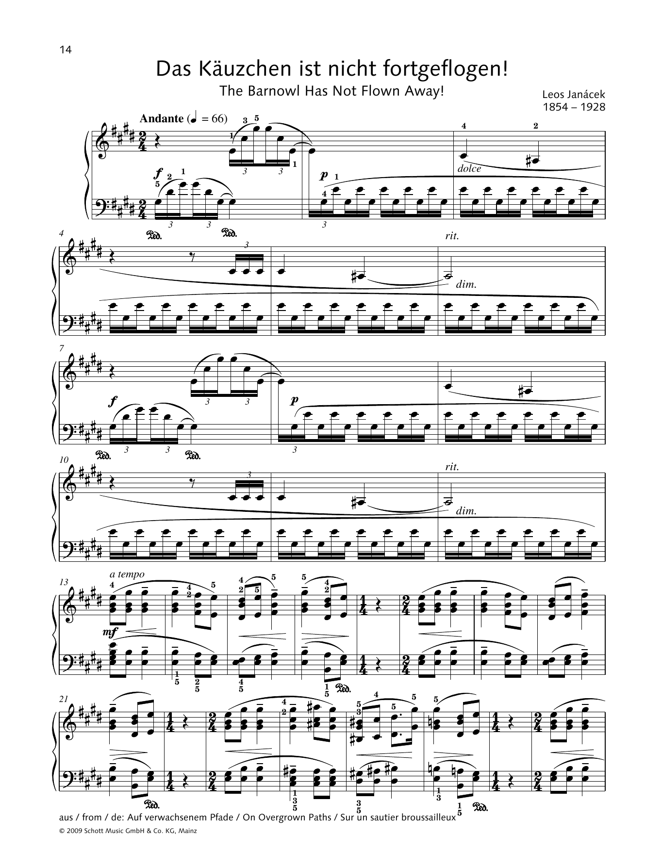 Leos Janácek The Barnowl has not Flown Away! Sheet Music