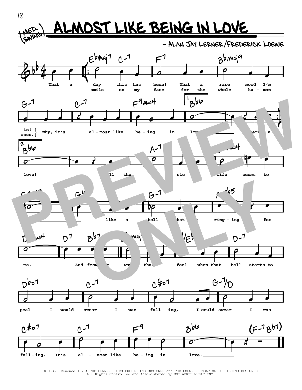 Lerner & Loewe Almost Like Being In Love (High Voice) (from Brigadoon) Sheet Music