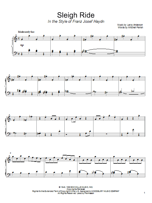 Leroy Anderson Sleigh Ride (in the style of Franz Josef Haydn) (arr. David Pearl) Sheet Music