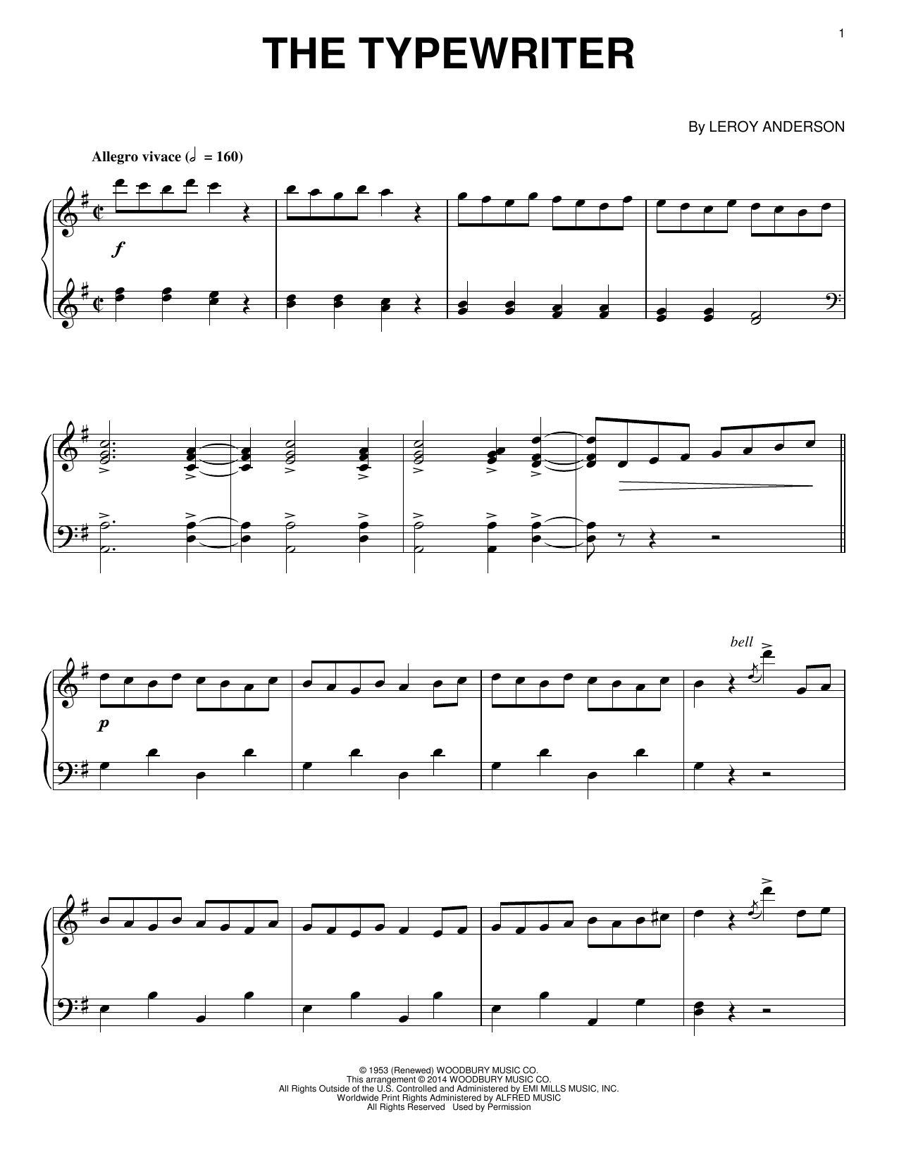 Leroy Anderson The Typewriter Sheet Music