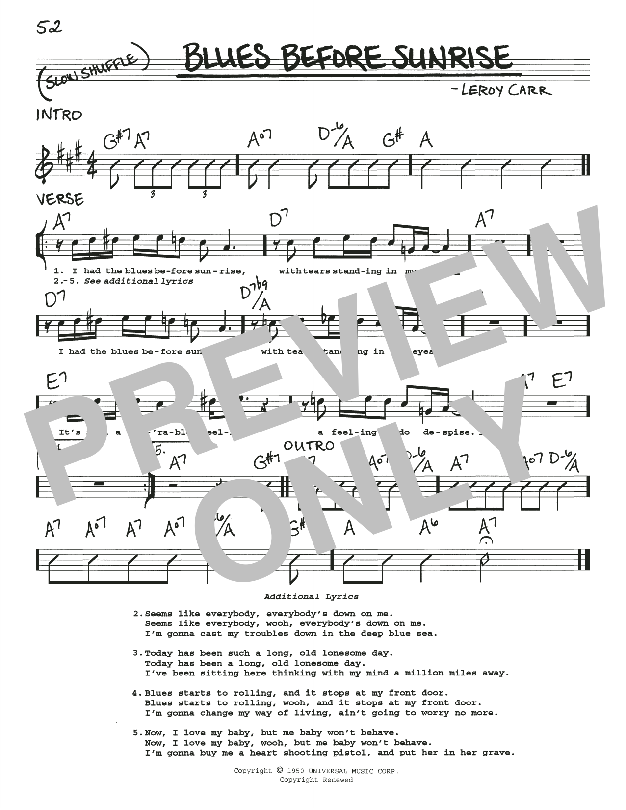 Leroy Carr Blues Before Sunrise Sheet Music