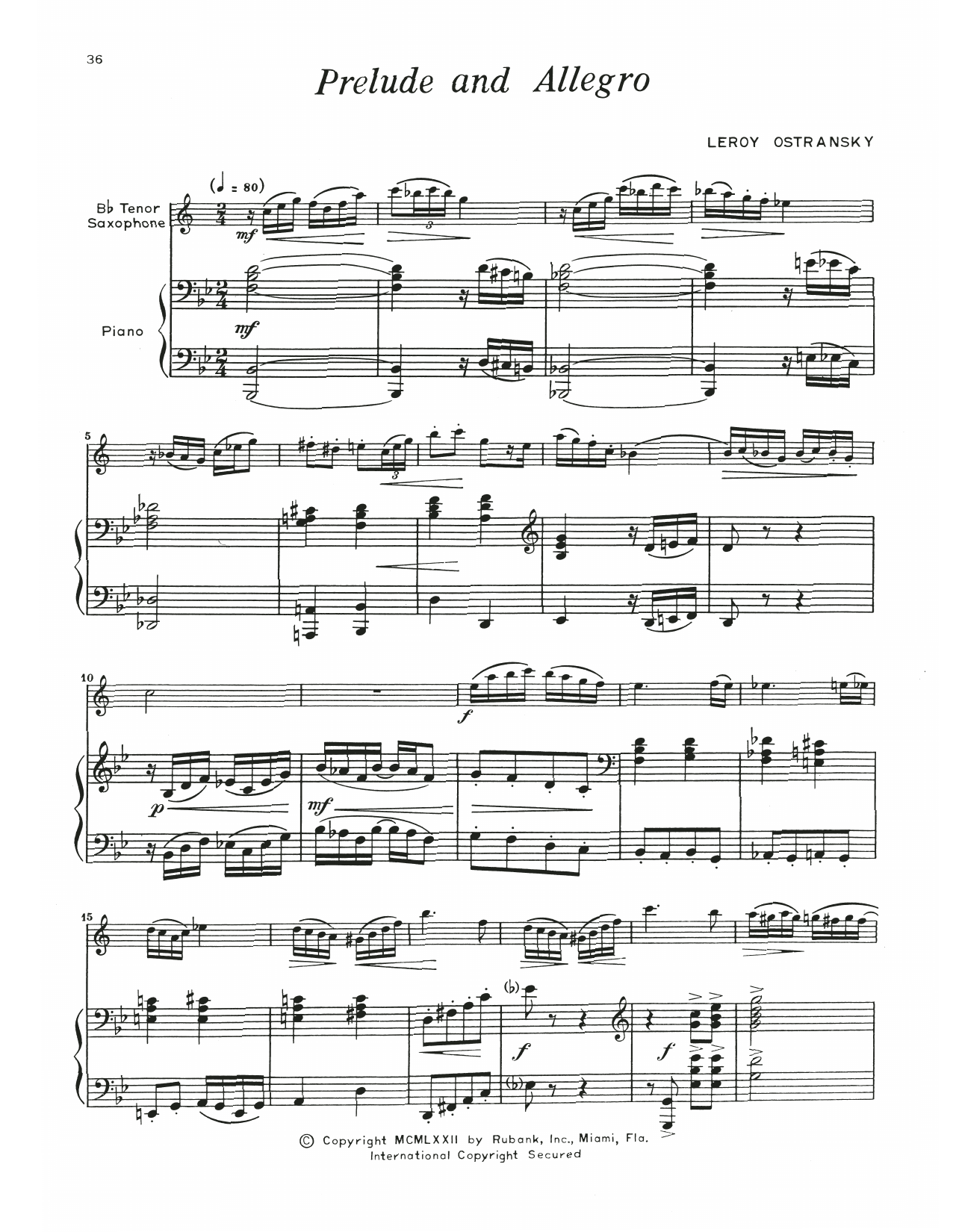 Leroy Ostransky Prelude And Allegro Sheet Music
