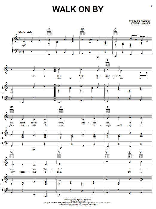 Leroy Van Dyke Walk On By Sheet Music