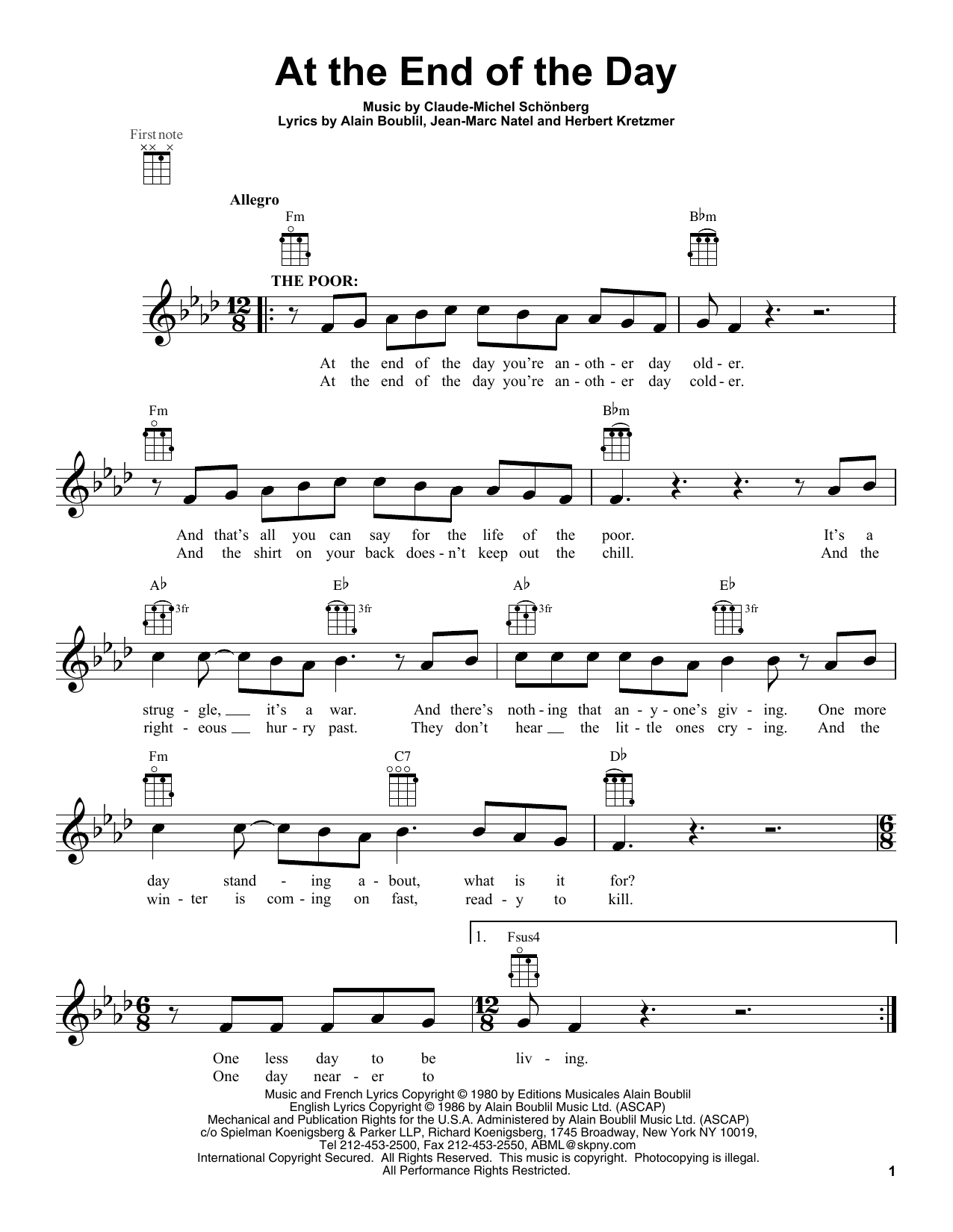 Les Miserables (Movie) At The End Of The Day Sheet Music