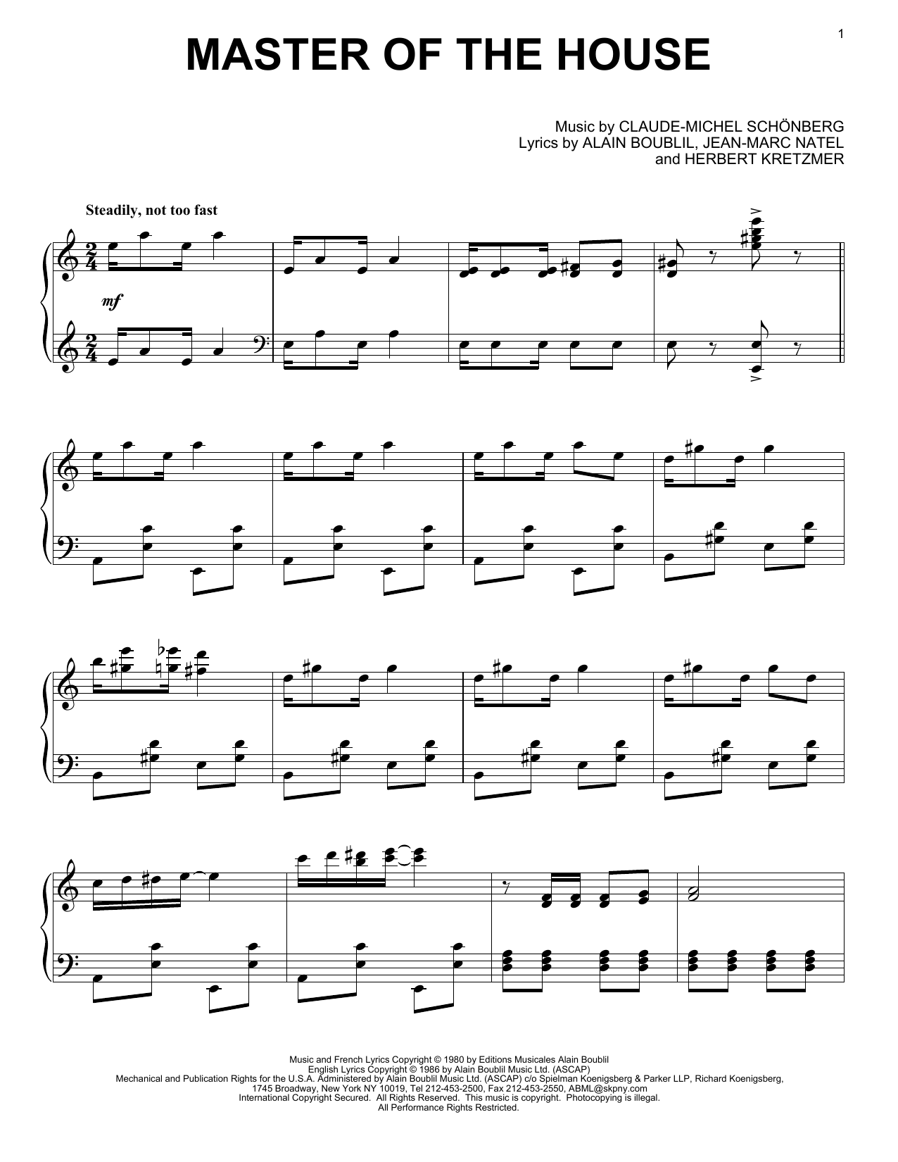 Les Miserables (Musical) Master Of The House Sheet Music