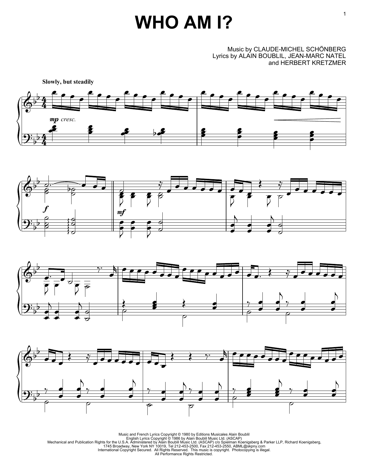 Les Miserables (Musical) Who Am I? Sheet Music