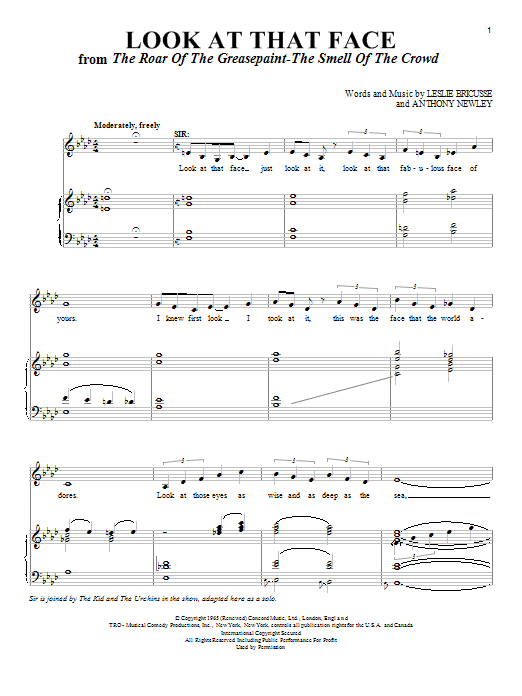 Leslie Bricusse Look At That Face Sheet Music