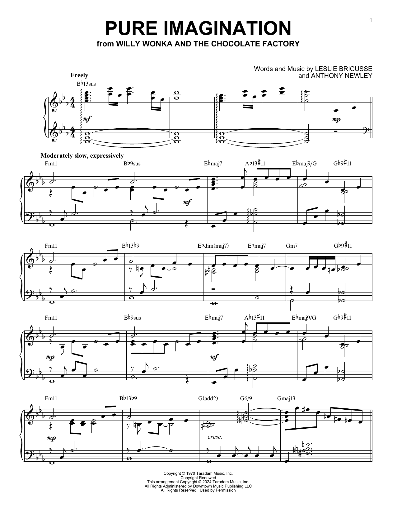 Leslie Bricusse Pure Imagination (arr. Brent Edstrom) Sheet Music
