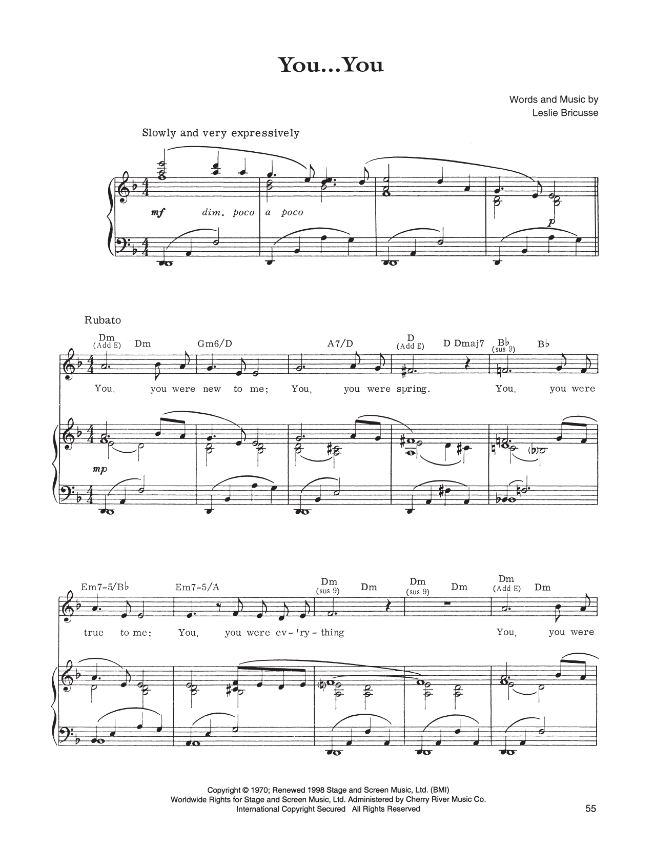 Leslie Bricusse You... You Sheet Music