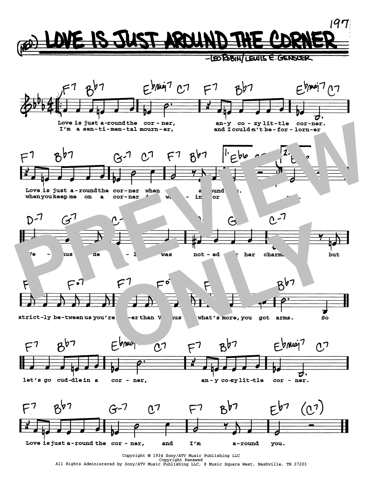 Lewis E. Gensler Love Is Just Around The Corner (Low Voice) Sheet Music