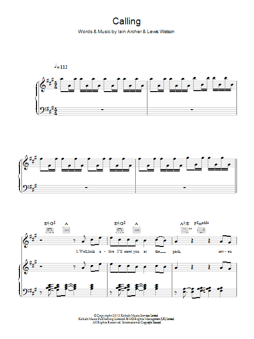 Lewis Watson Calling Sheet Music