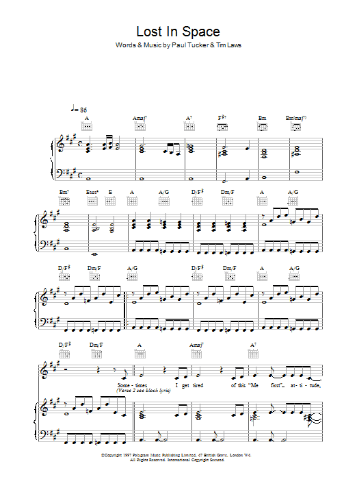Lighthouse Family Lost In Space Sheet Music
