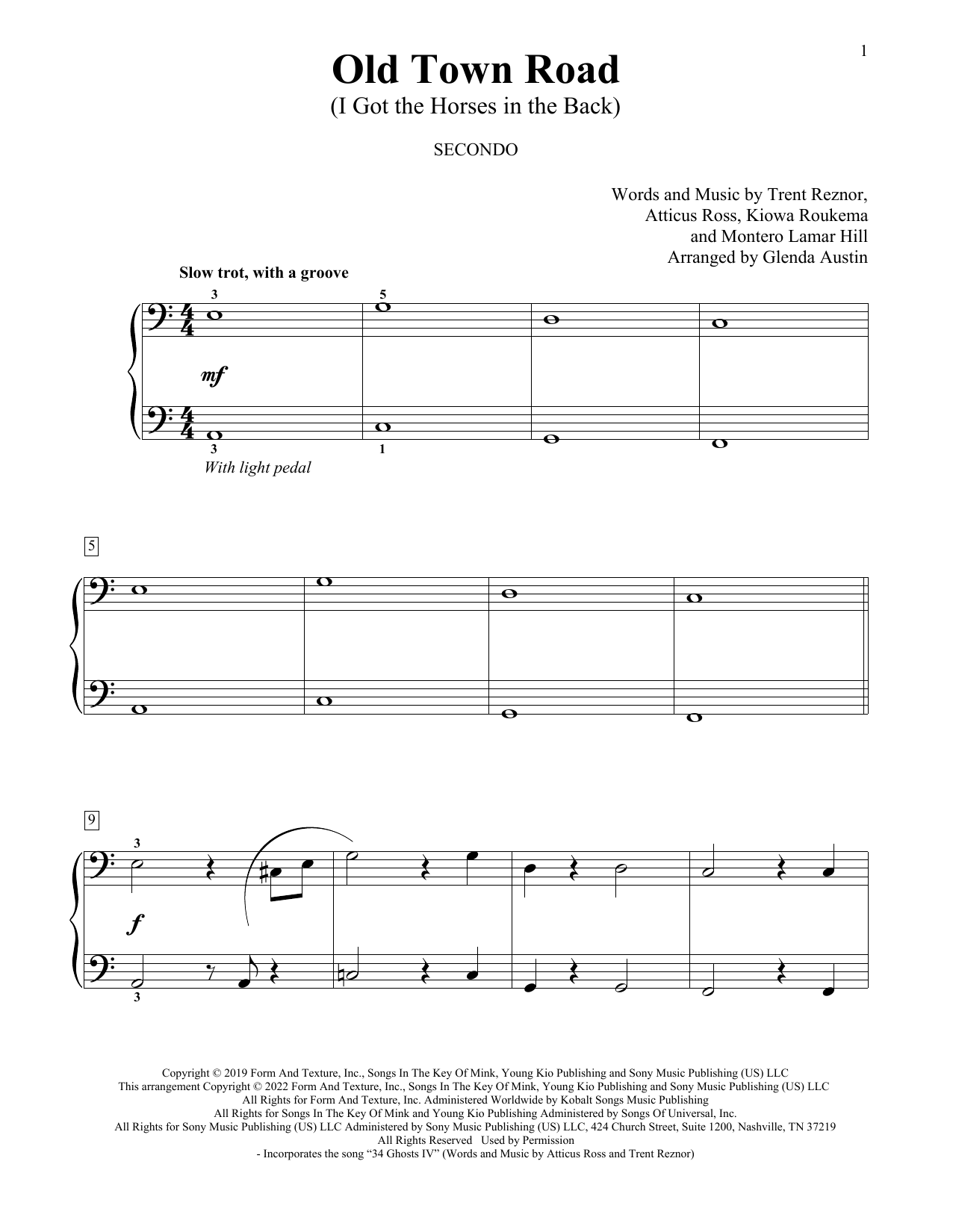 Lil Nas X feat. Billy Ray Cyrus Old Town Road (I Got The Horses In The Back) (arr. Glenda Austin) Sheet Music
