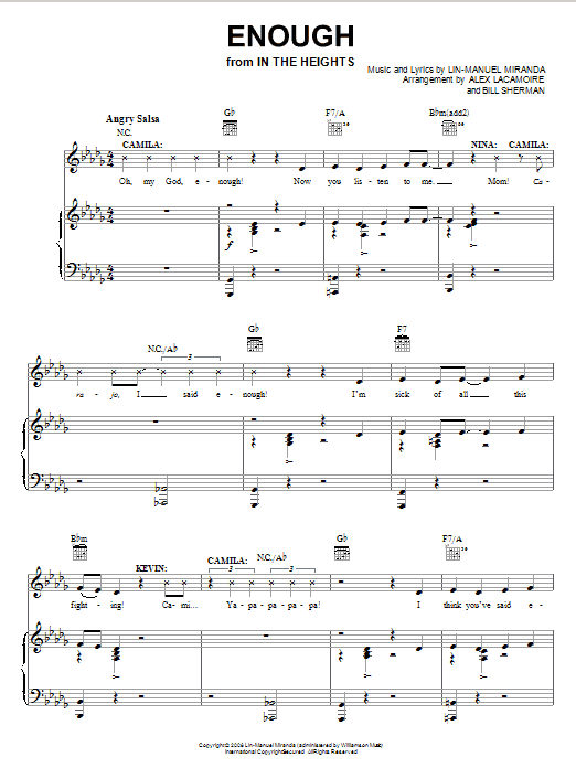 Lin-Manuel Miranda Enough (from In The Heights: The Musical) Sheet Music