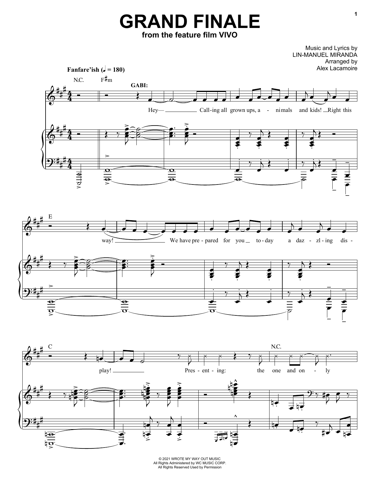 Lin-Manuel Miranda Grand Finale (from Vivo) Sheet Music