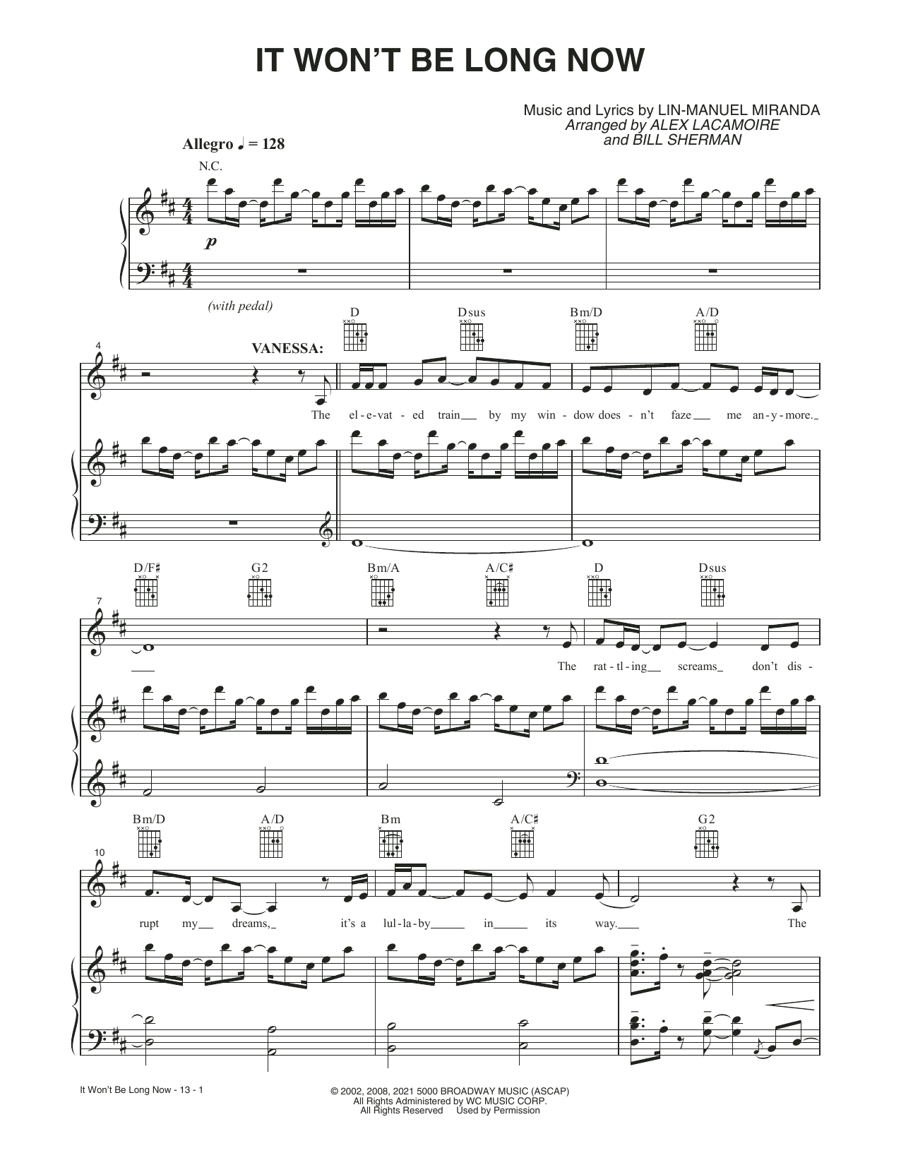 Lin-Manuel Miranda It Won't Be Long Now (from the Motion Picture In The Heights) Sheet Music