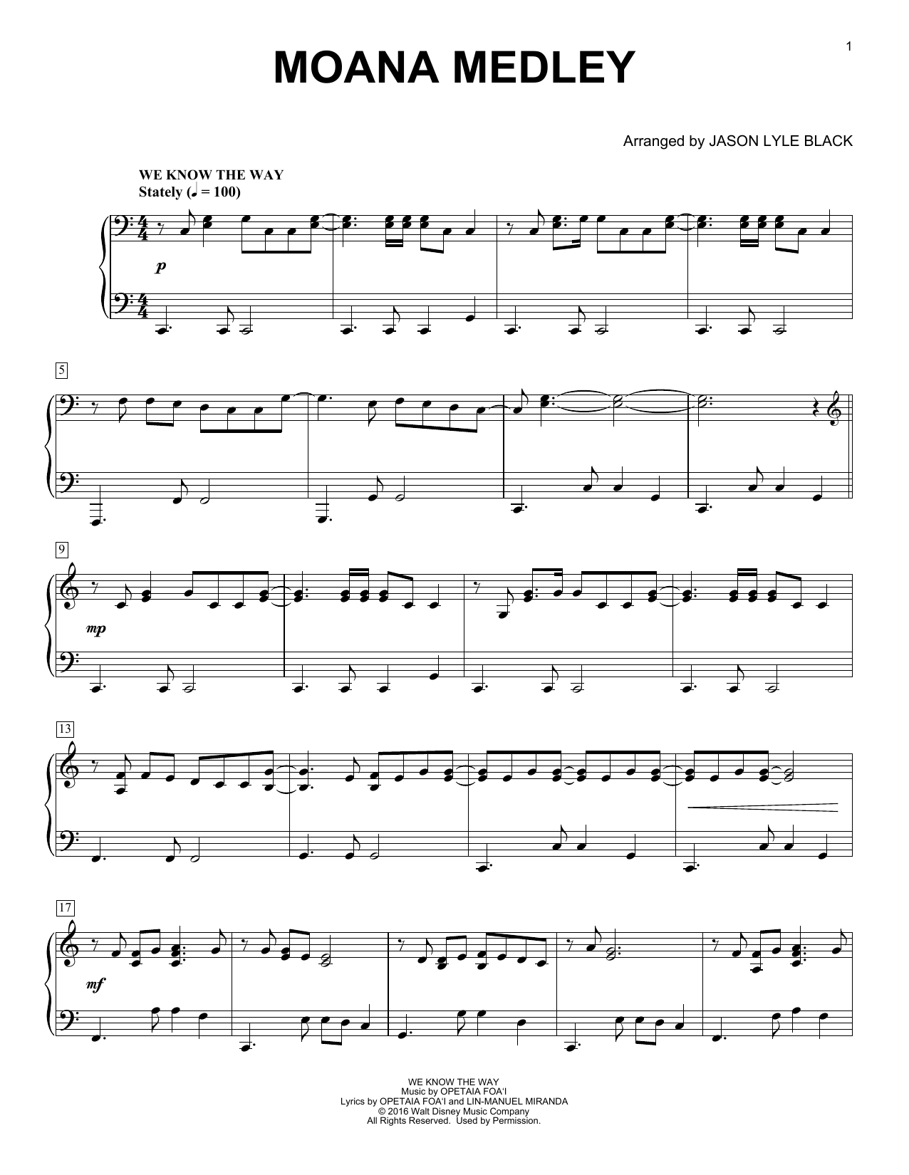 Lin-Manuel Miranda Moana Medley (arr. Jason Lyle Black) Sheet Music