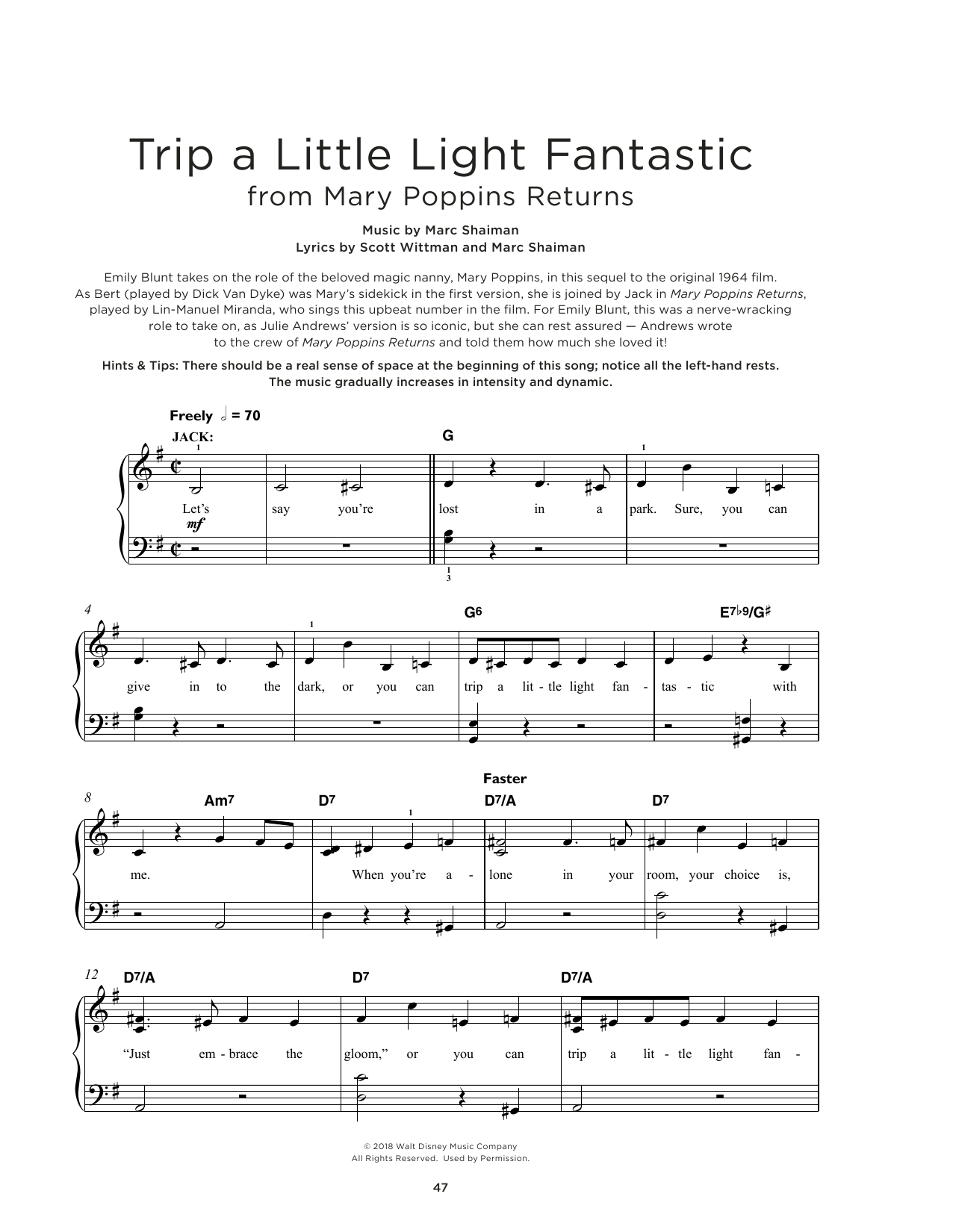 Lin-Manuel Miranda Trip A Little Light Fantastic (from Mary Poppins Returns) Sheet Music