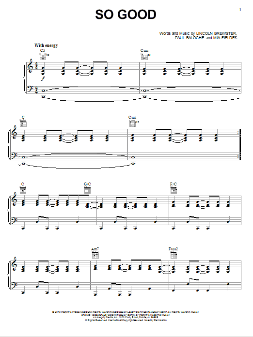 Lincoln Brewster So Good Sheet Music