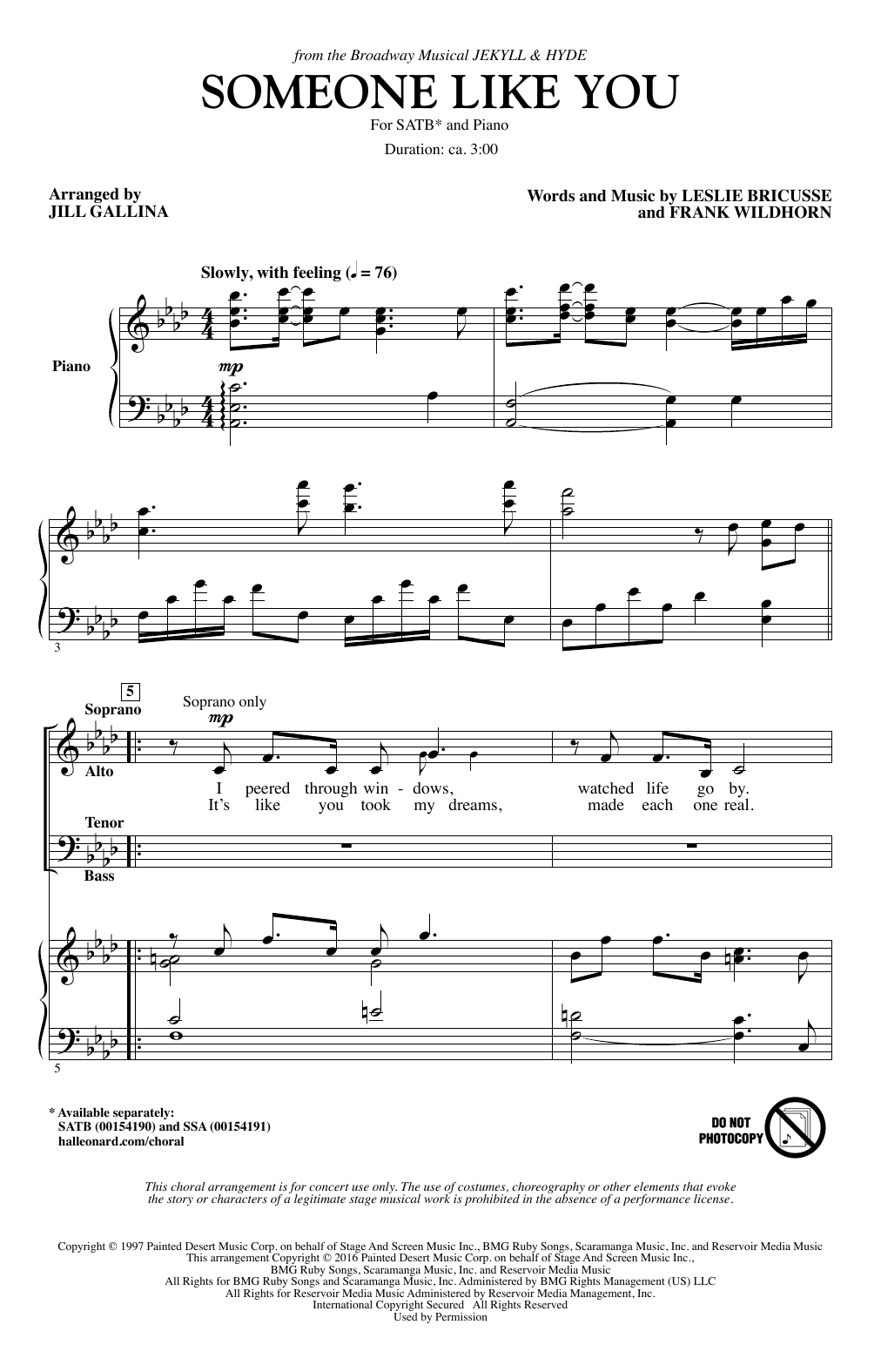 Linda Eder Someone Like You (arr. Jill Gallina) Sheet Music