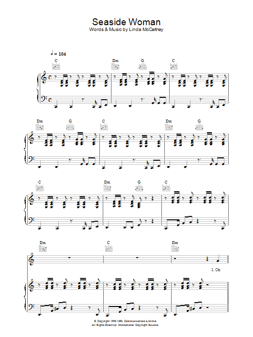 Linda McCartney Seaside Woman Sheet Music