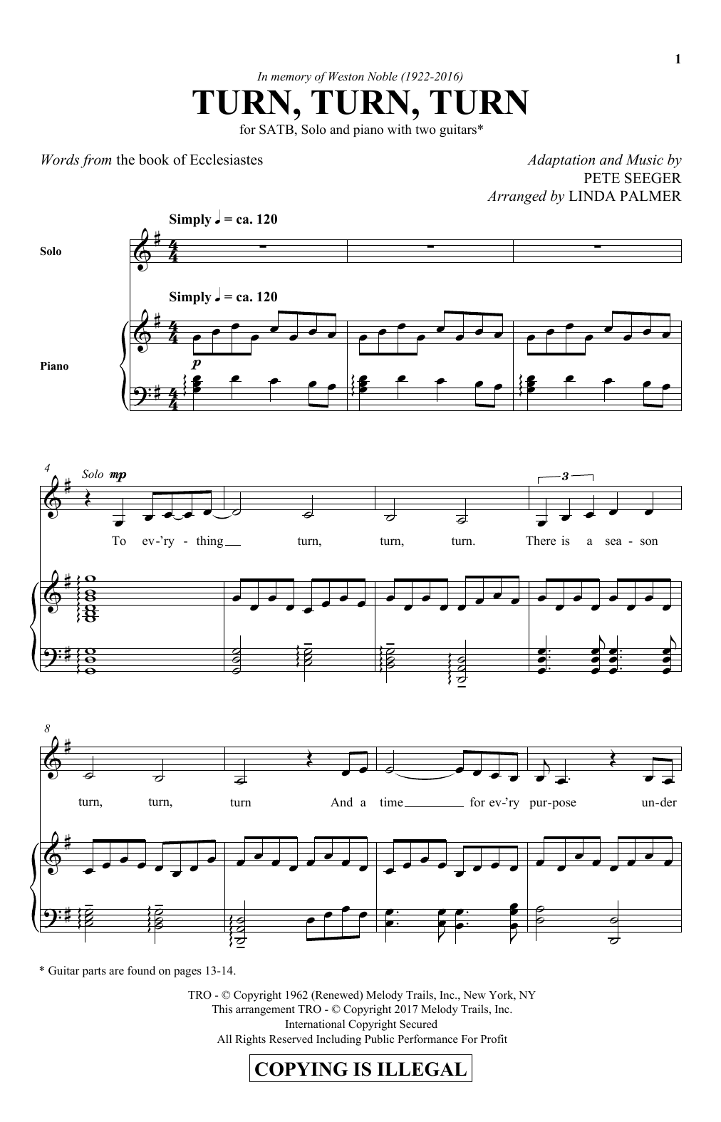 Linda Palmer Turn! Turn! Turn! (To Everything There Is A Season) Sheet Music