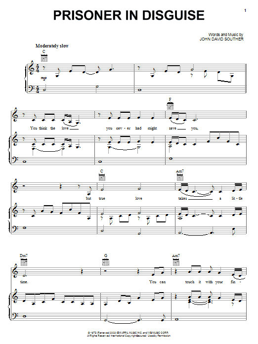 Linda Ronstadt Prisoner In Disguise Sheet Music
