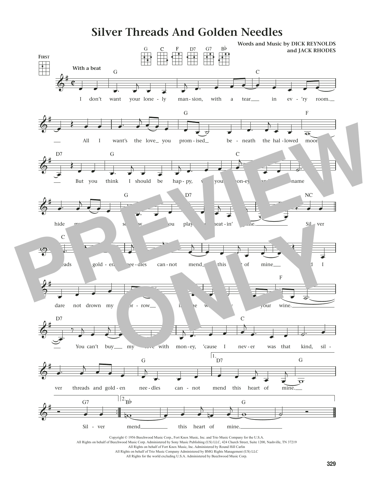 Linda Ronstadt Silver Threads And Golden Needles (from The Daily Ukulele) (arr. Jim Beloff) Sheet Music