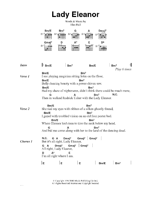 Lindisfarne Lady Eleanor Sheet Music