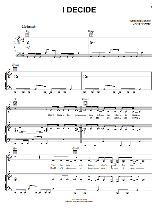 Lindsay Lohan I Decide Sheet Music