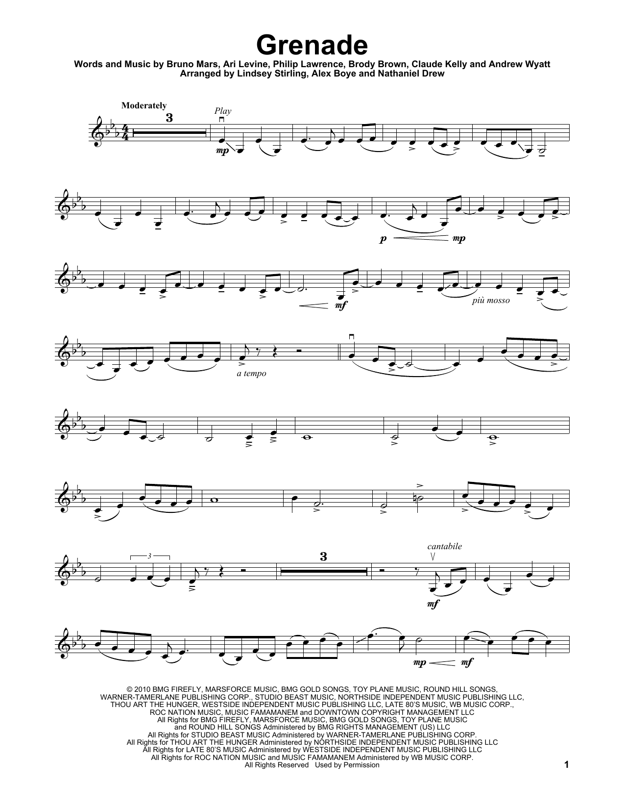 Lindsey Stirling Grenade Sheet Music