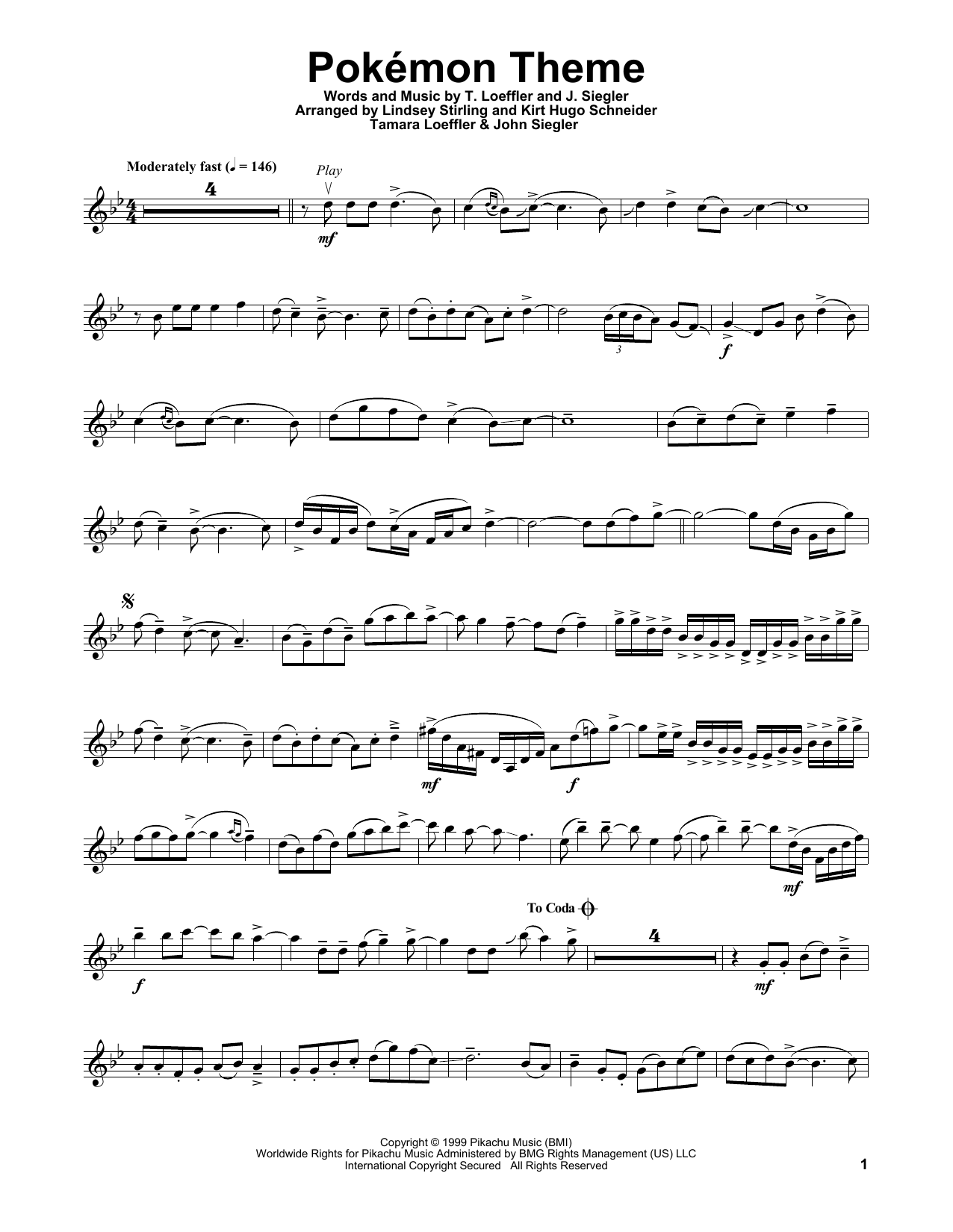 Lindsey Stirling Pokemon Theme Sheet Music