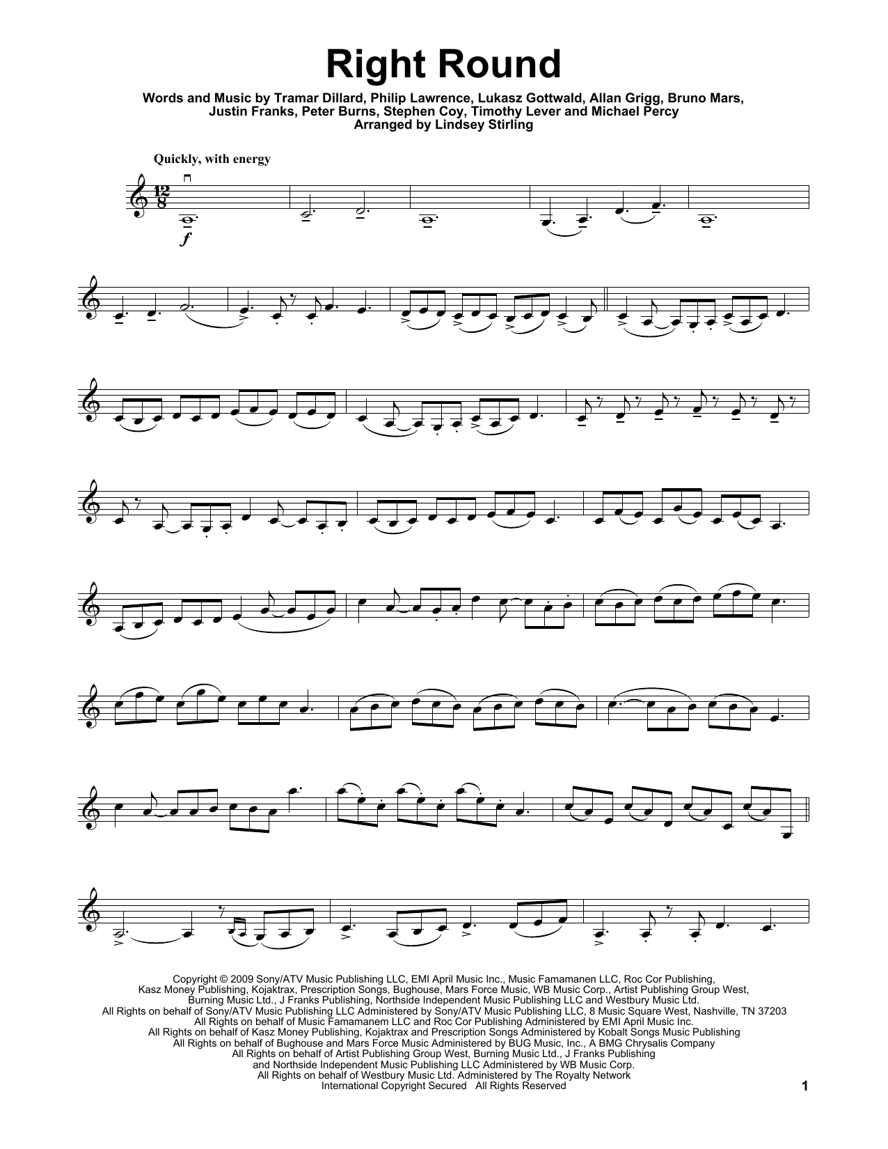 Lindsey Stirling Right Round Sheet Music