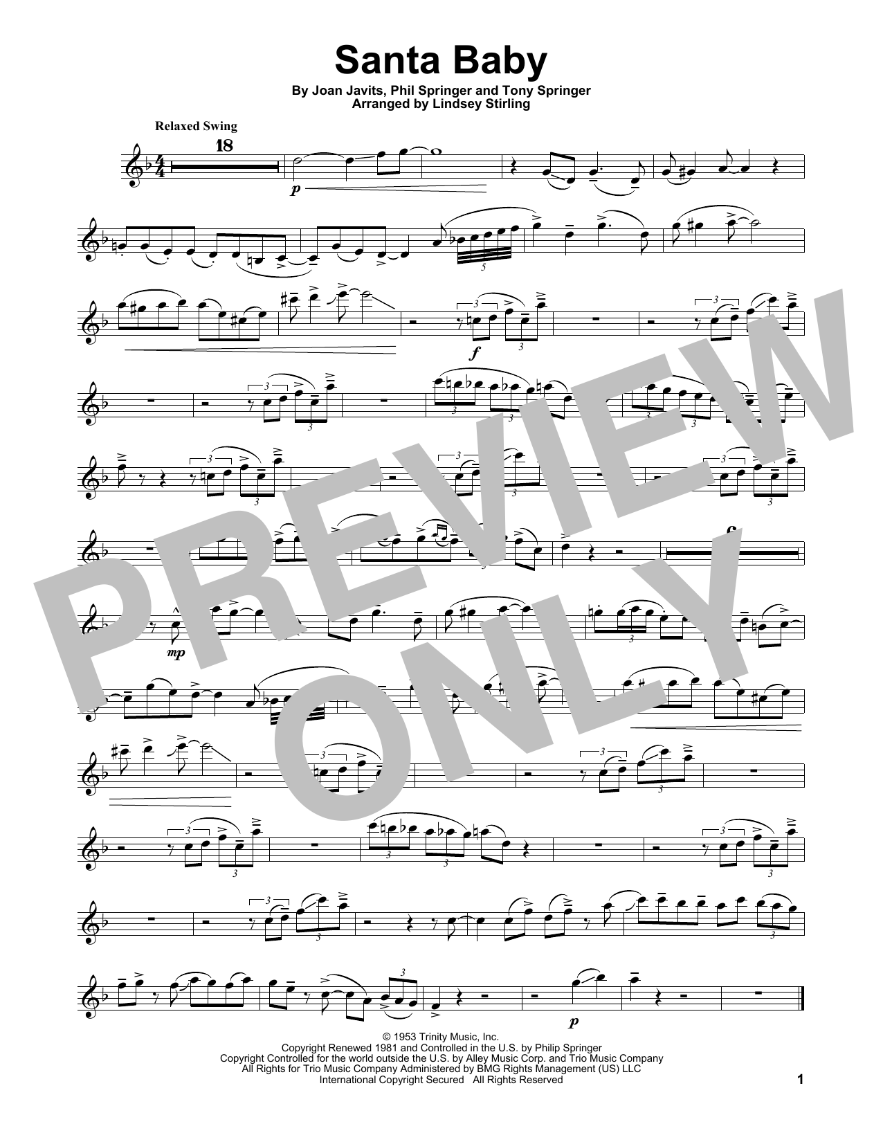Lindsey Stirling Santa Baby Sheet Music