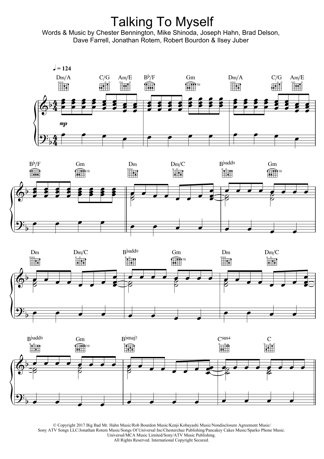 Linkin Park Talking To Myself Sheet Music