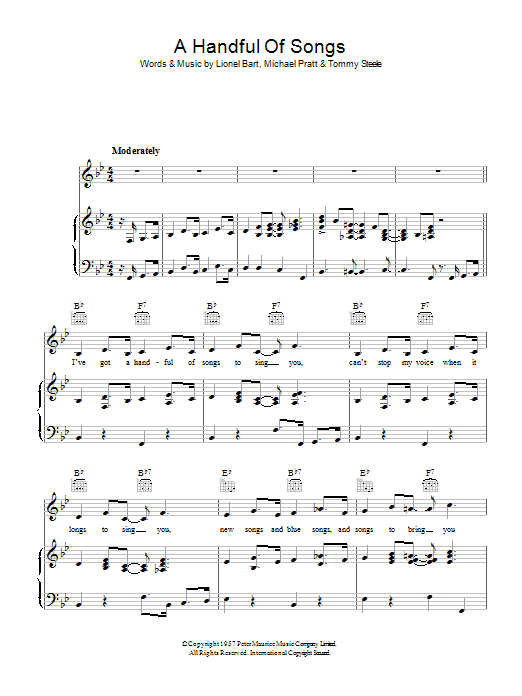 Lionel Bart A Handful Of Songs Sheet Music